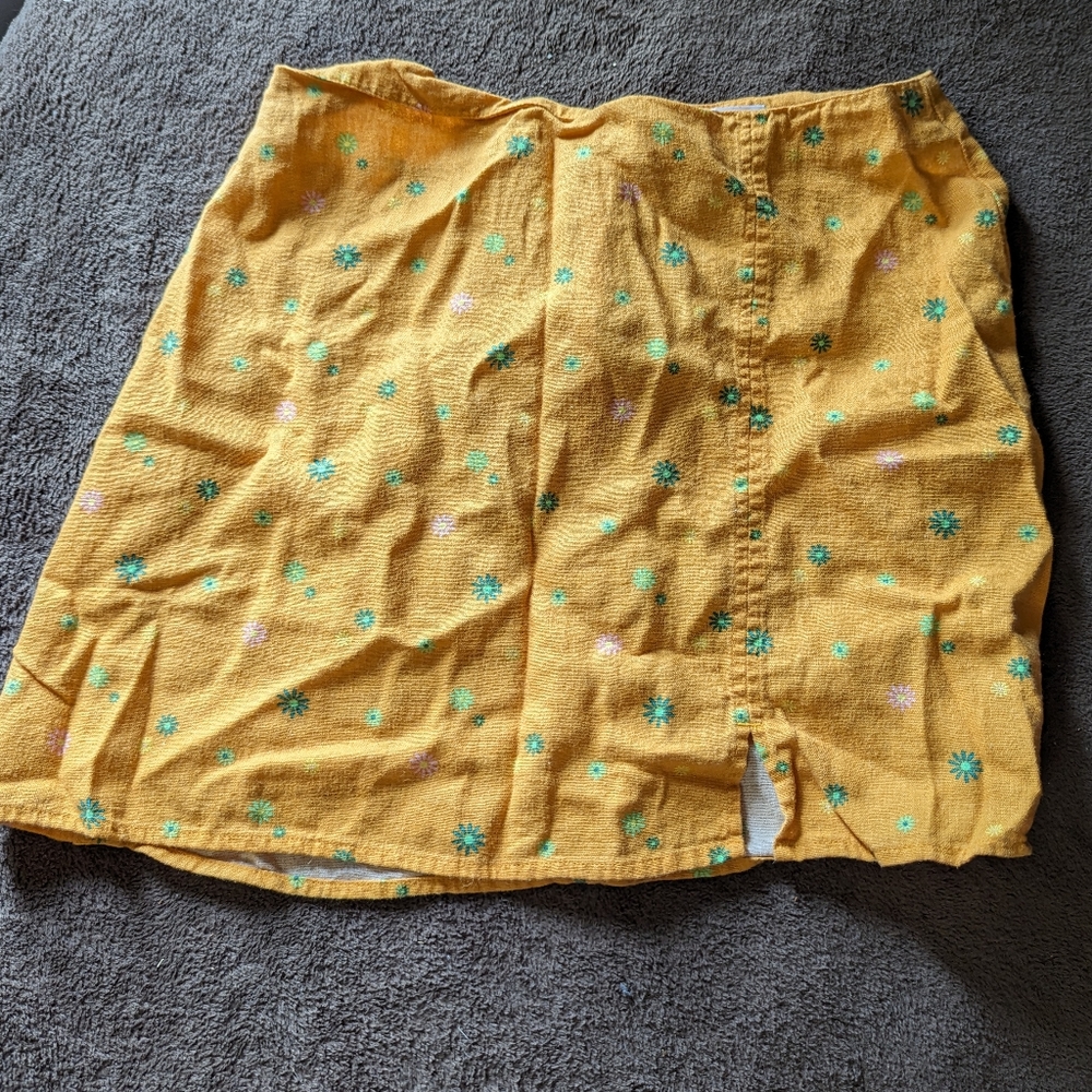 M Abound Yellow Floral Mini Skirt